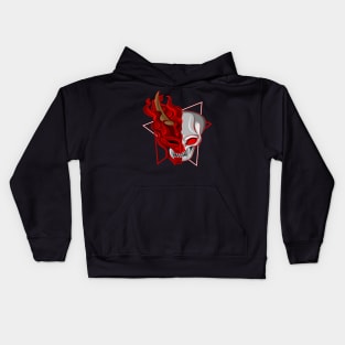 Half skull inside the mask of devil Kids Hoodie